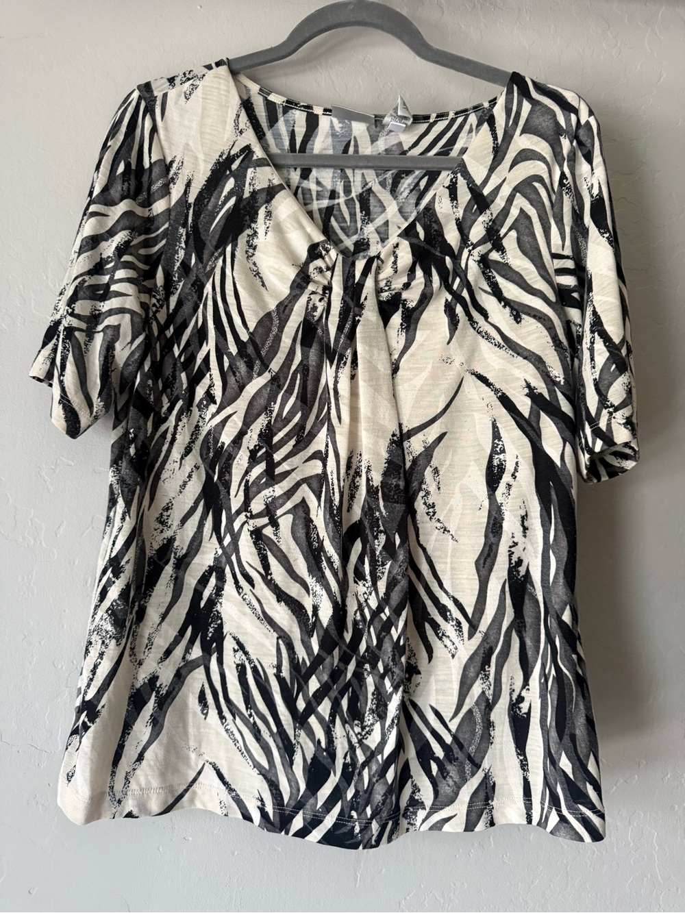 Chico’s Zebra Print Top – Black & Cream Animal Print Blouse